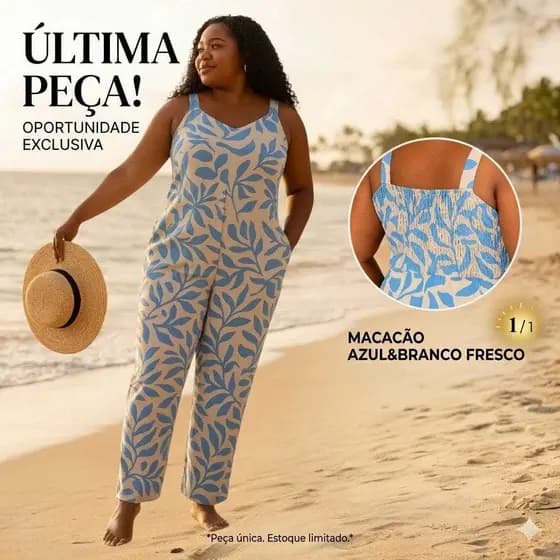 Macacão longo estampado plus size feminino feminina