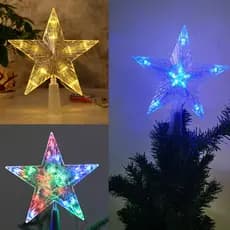 1 Peça Estrela Topper De Árvore De Natal , Luz Noturna , 15cm , Alimentada Por Bateria , Melhor Para DIY (Baterias Não I