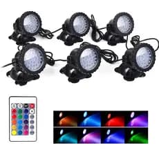 6 Peças Luz RGB Para Tanque De Peixes , Mudança De Cor , De Paisagem À Prova D'água Decorativa LED Regulável , Lago E Aq