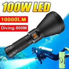 Lanterna De Mergulho Profissional Poderosa , 100W , Subaquática , IPX8 , À Prova D'água , Luz Forte , Pesca