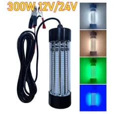 Luz De Pesca Subaquática LED À Prova D'água 300W IP68-Lâmpada Submersível Para Atrair Peixes DC 12/24V Com Cabo De 5M E
