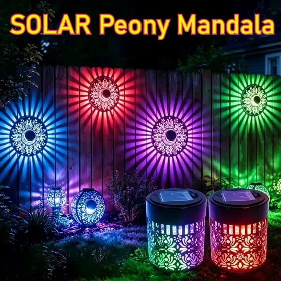 4/2 Pçs Solar Peônia Flor Mandala Lanterna De Parede Ao Ar Livre À Prova Dwaterproof Água Luz Decorativa Para Jardim Cer