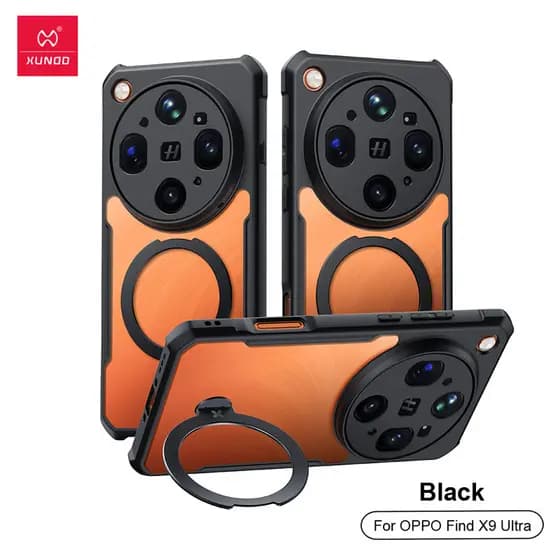 Para OPPO Encontrar X9 ultra Caso XUNDD Qualidade Duro PC + TPU Macio Anti-Impressão Digital Anel Traseiro Sucção Telefo