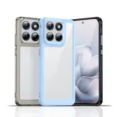 Para Motorola MOTO Edge 70 Fusion Plus Caso ELVEV Transparente Duro PC Borda Colorida Anti-Choque Capa Traseira