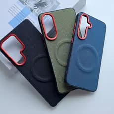 Para Samsung Galaxy S26 Ultra , S26 Plus Duro PC Couro Tecer Padrão De Fibra Antiderrapante Snap-on Telefone Capa
