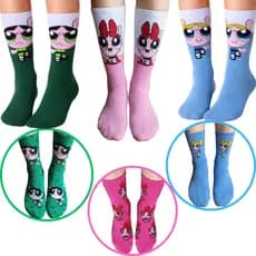 Kit Meia Cano Alto Algodão Meninas Super Poderosas Divertida Engraçada Academia CrossFit Meia Maluca