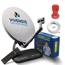 Kit Receptor Vivensis Vx10 Com Parabólica 60cm Cabo Coaxial de 15 metros, LNBF, Conectores