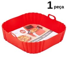 Forma de Silicone Quadrada 21cm Reutilizável Antiaderente Ideal para Air Fryer e Forno Uny Home