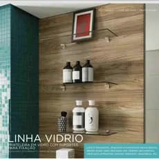 VIDRIO-R1560-INC Prateleira de vidro incolor de 8mm com suportes para fixação, prateleira banheiro