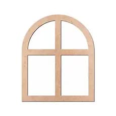 Recorte Aplique decorativo parede MDF - Janela Arredondada - 20 X 25 CM