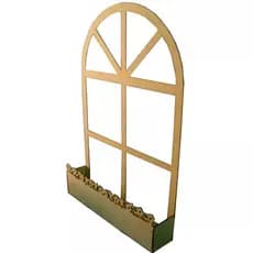 Kit 02 Janela Provençal | Pequena | Floreira Cenário Mdf