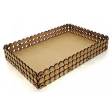 Bandeja Perola Provençal Mdf Cru Festa - Retangular (Tamanho M = 28,5 x 19cm)