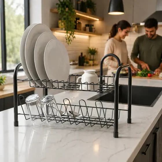 Escorredor De Louça Pratos Pia Cozinha2 Andares Grande Organizador Luxo ResistentE Reforçado Suporte