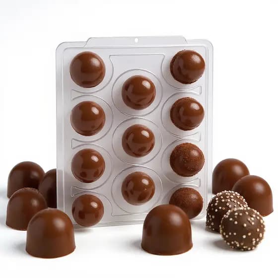 Kit Com 3 Formas Silicone Trufa Mini 30g 813 18 Cavidades Bombom Aniversário Faz 54 trufas por vez