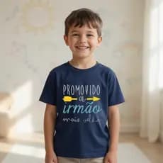 Camiseta Infantil Unissex Estampada Com Frase " Promovido A Irmão Mais Velho " Algodão Premium Surpresa Presente