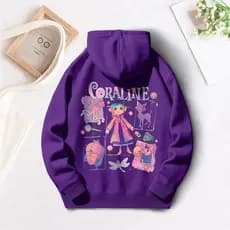 Moletom Canguru Coraline Feminino – Design Colorido com Símbolos do Filme