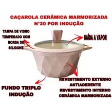 Caçarola N°20 Diâmante 2,4 litros, Fundo Triplo Indução C Tampa De Vidro