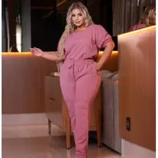 Conjunto Feminino Casual Elegante De Calça Blusa Plus Size Linho De Algodão Alfaiataria Confortável Roupa Feminina Promo