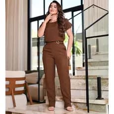 Conjunto Scrub Jaleco Uniforme Feminino Elegante Blusa Calça Linho Fivela Elegante Cores Primavera Verão Chic 2026