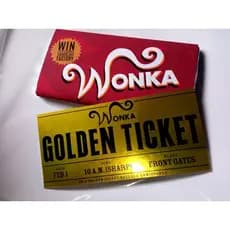 2 Rótulo Chocolate Wonka + Ticket Cromado dourado