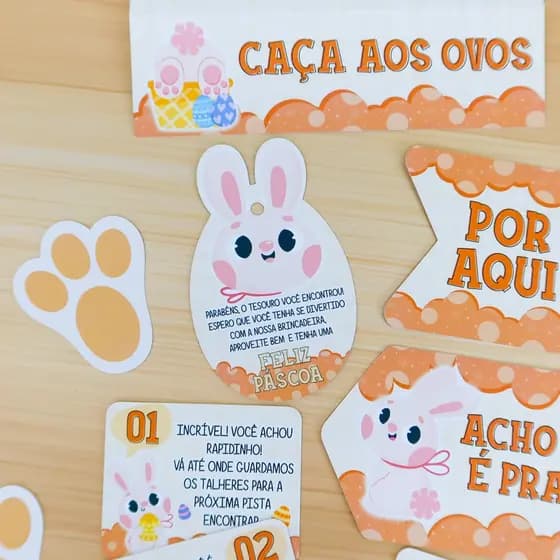 Caça aos Ovos Páscoa - Pegada Páscoa - Caça ao tesouro Páscoa - Menino e Menina