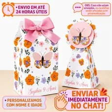 Kit Caixa Milk e Cone Piramide Borboleta  Persnalizado com nome - Kit Caixas Borboleta personalizada - Caixinha de leite