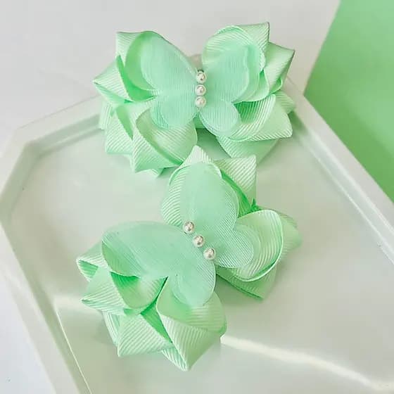 Dupla de Laço / Par de Laço Verde / Duplinha de Laço / Duplinha Verde Água com Borboleta / Laço F