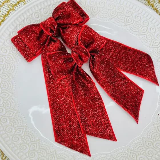 Kit 2 Laços / Laço de Luxo com ponta / laço tendência / laço de cabelo com ponta / laço da moda /laço brilhoso vermelho