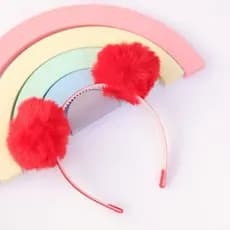Tiara infantil  / Tiara de pom pom vermelha  / Tiara pelinho / Arco infantil / Diadema / Tiara com 2 pom pom
