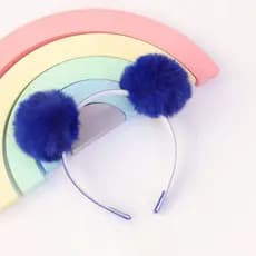 Tiara infantil  / Tiara de pom pom azul royal/ Tiara pelinho / Arco infantil / Diadema / Tiara com 2 pom pom