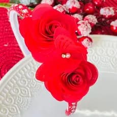 Tiara infantil vermelha / Tiara luxo / arco infantil/ arco de cabelo vermelho / Tiara flor