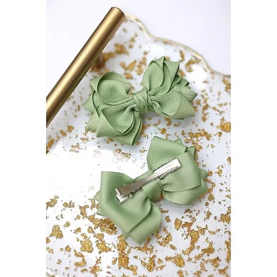 Dupla de Laço Verde Oliva / Par de Laço Verde / Laço Infantil Verde Oliva / Laço F
