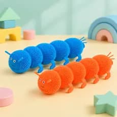 Conjunto 2 x Centopeia Divertida de Apertar com Luz - Brinquedo Sensorial e Relaxante