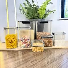 Kit  Potes Herméticos em Acrílico Cristal com Trava – Design Empilhável e Ideal para Mantimentos CONCPT