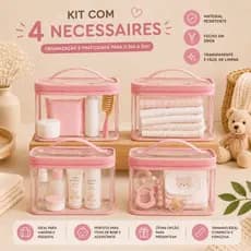 Organizador Para Mala Bebe Necessaire Kit 4 Peças Transparente Passeios e Malas Maternidade
