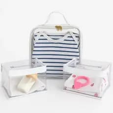 Kit 3 necessaire transparente organizador troca e Fralda bebe Higiêne Bolsa Mala Saída Maternidade