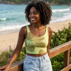 Blusa Regata Crooped Feminina Malha Confortável Lisa e Estampada