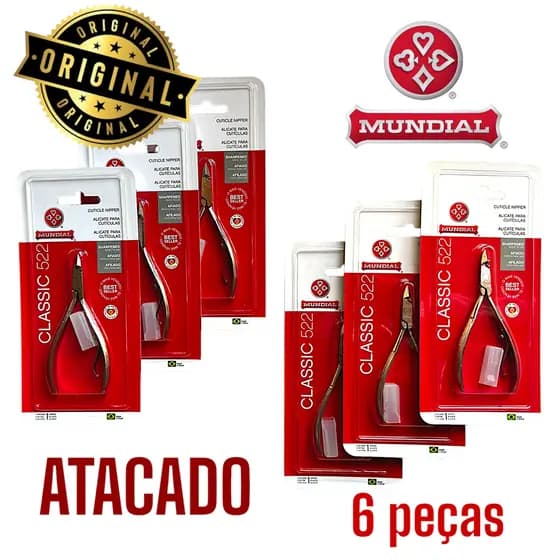 Alicate para cutículas no atacado promoção classic 522 Mundial 6 peças