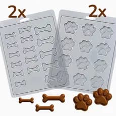 Forminha de acetato para chocolate patinhas e ossinhos de cachorro kit com 4 unidades Pata + Ossinho