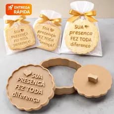 Cortador e marcador de biscoitos Sua Presença Fez Toda Diferença Amanteigado 6,5cm Molde Biscoito