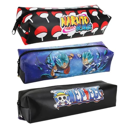 Estojo Unissex Slim Material Escolar Personalizada Animes Naruto Sasuke Uchiha / Dragon Ball Vegeta / One Piece Luffy