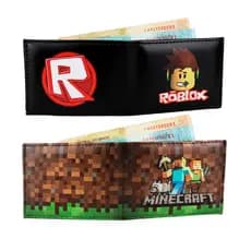 Carteira Infantil Unissex Com Porta Cartão CNH Personalizado Gamer Youtuber Minecraft Roblox Xbox Guardar Dinheiro