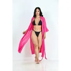 Saia de Praia Kimono de amarrar Longa Moda Verão Linda Fashion Top Blog 2025