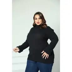 Cacharrel PLUS Gola Alta Blusa de Frio Grossa Inverno com Manga Longa