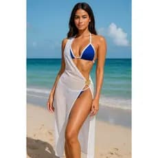 Vestido Saída de Praia Sol Longo Feminino Alça Única com Fenda