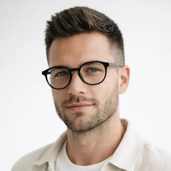 Óculos Masculino Redondo Preto Armação Confortável Leve Estilo Vintage