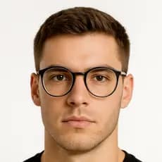 Óculos Masculino Redondo Preto com Transparente Armação Confortável Leve Estilo Vintage