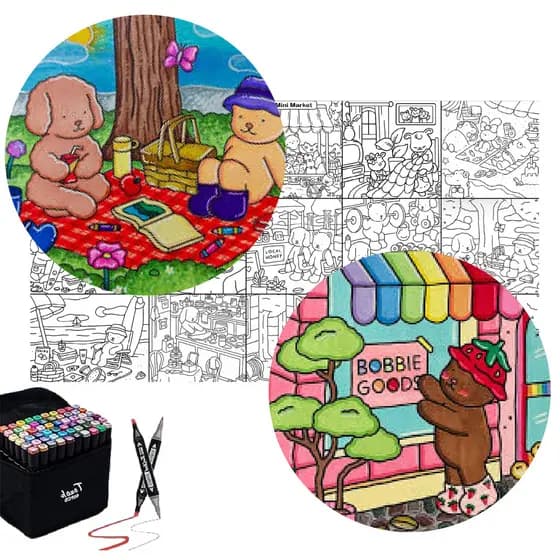 Tapete de Lona para Colorir em família Tapete Infantil Brincadeira para crianças e adultos Tapete Gigante Color 130x70cm