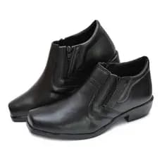 Bota Masculina Social Confortável Zíper Cano Baixo Moderna Preto\ Café