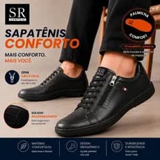 Sapatênis Masculino Sampaio Shoes Elástico E Zíper Cor:Preto
